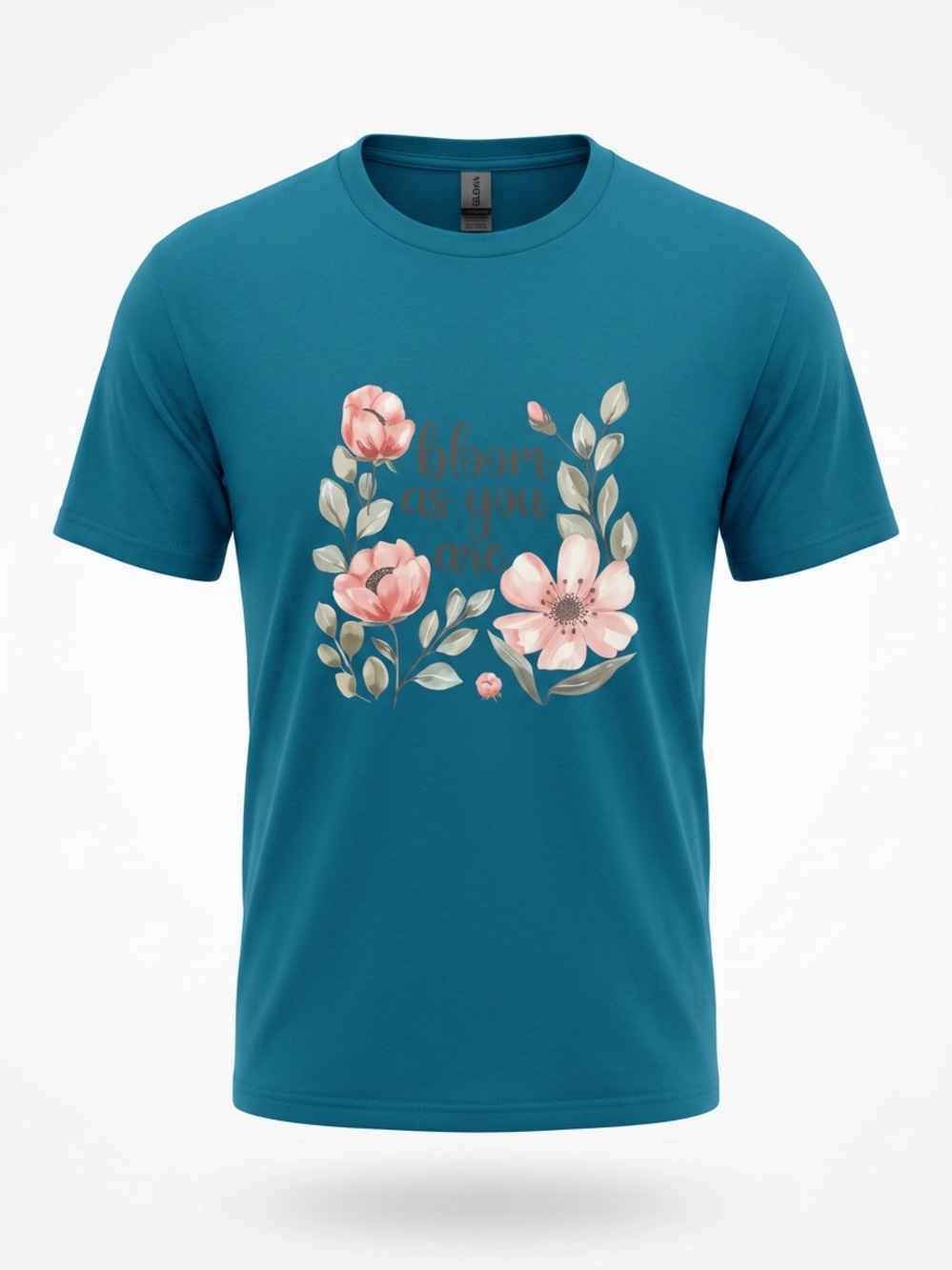 Women’s Sapphire Blue Premium Quality “Bloom as you are” T Shirt Sz XL
